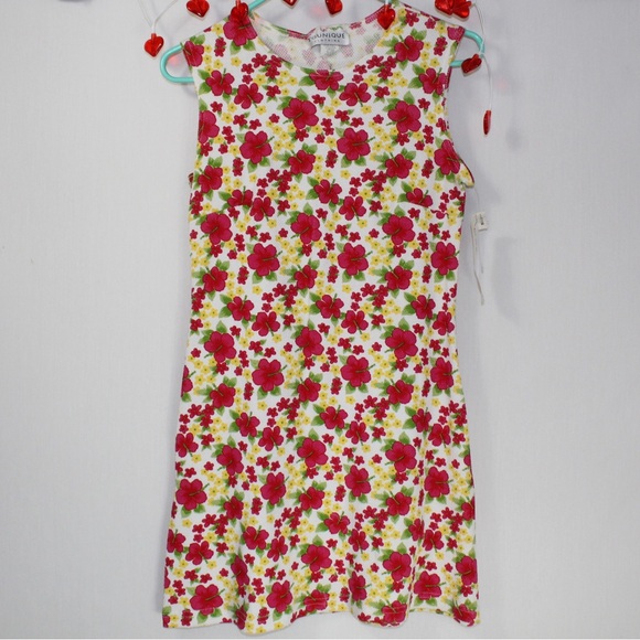 Vintage nwt white pink and yellow floral sleeveless mini dress women’s medium - Picture 1 of 4